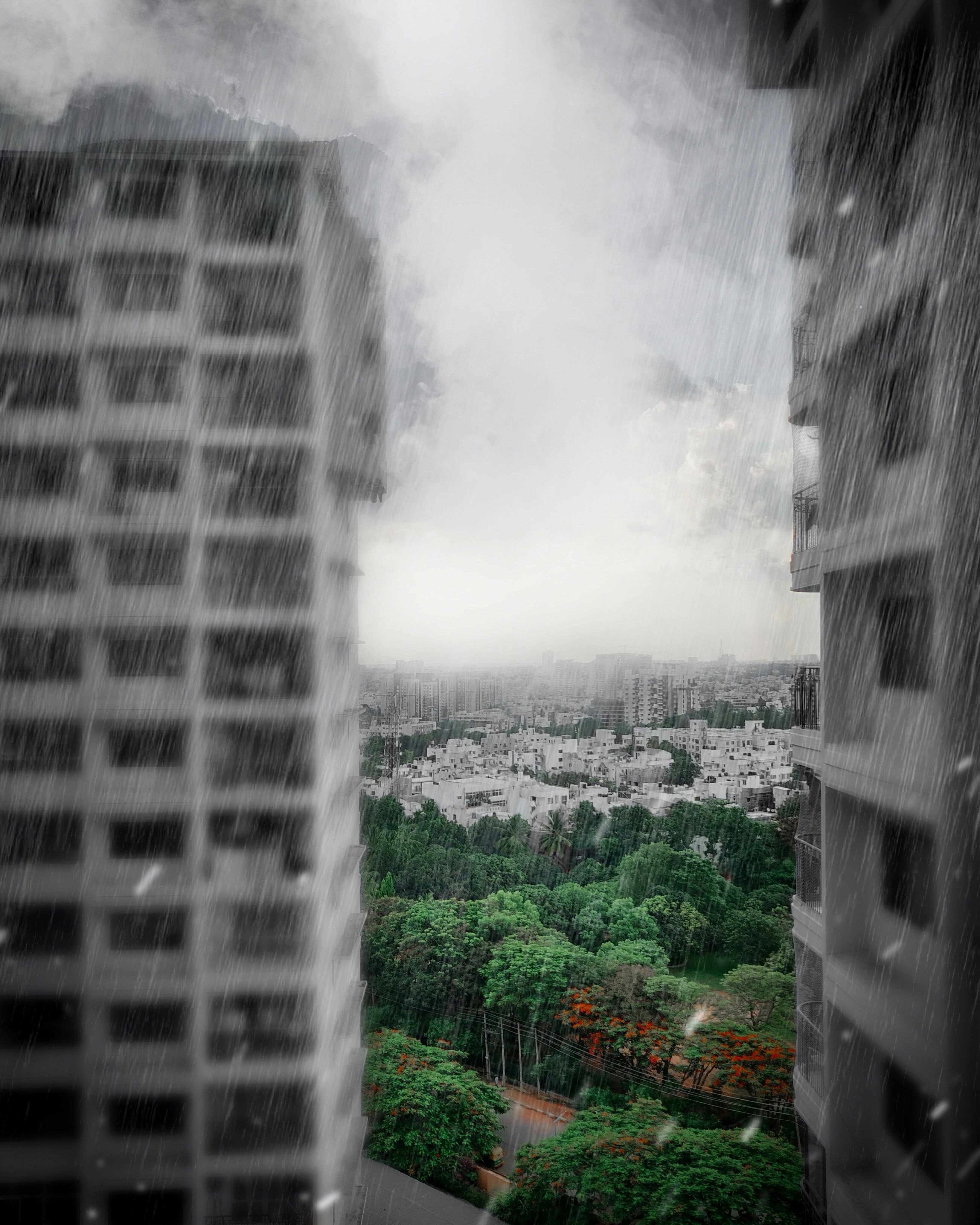 Bangalore skyline with cloud technology icons