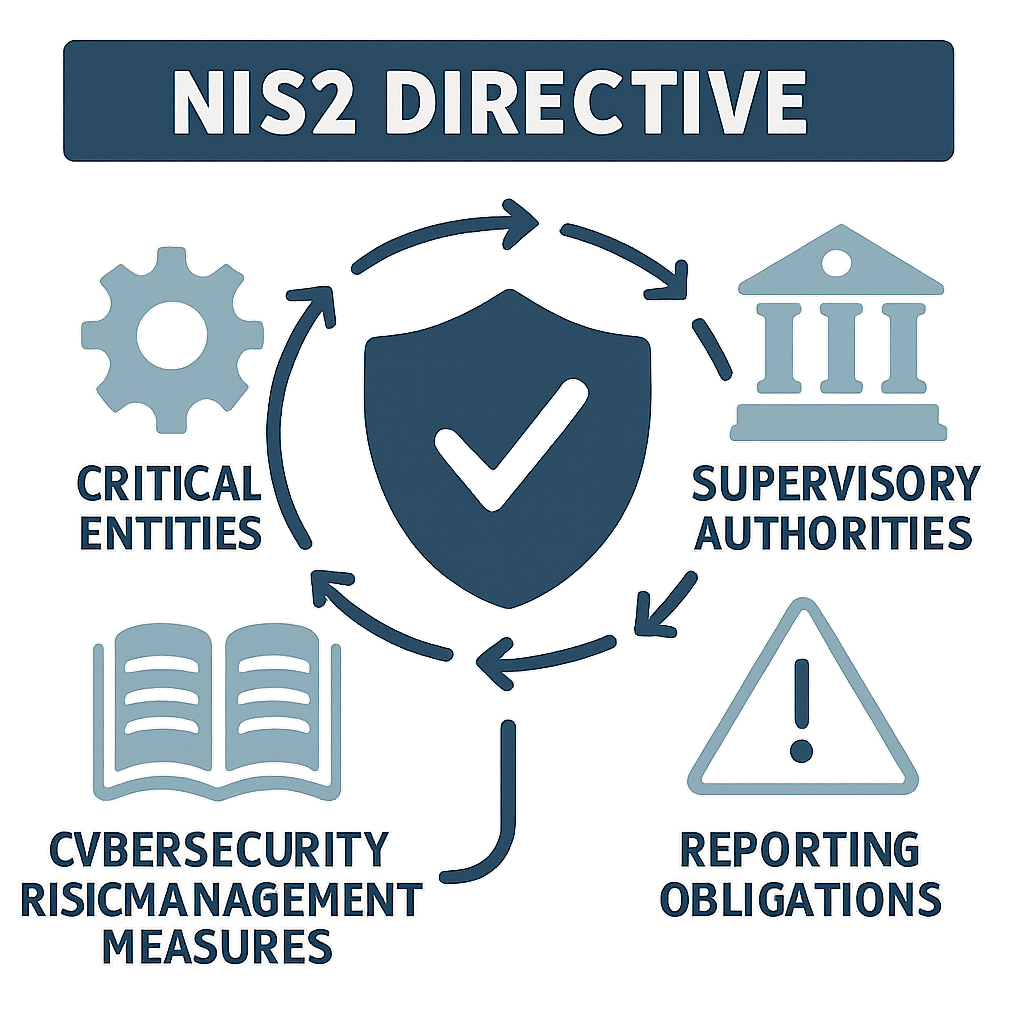 Graphic illustrating the NIS2 Directive framework