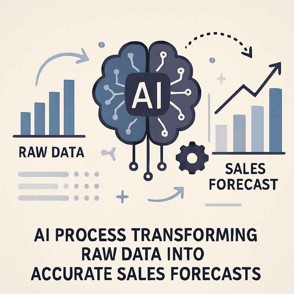 AI process transforming raw data into accurate sales forecasts