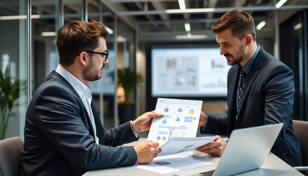 Sikkerhetskonsulent i nettskyen gir ekspertråd til en kunde