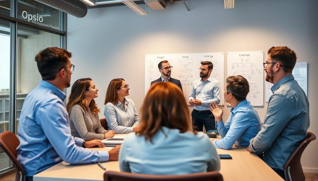 Opsio consultants working with client team on migration planning