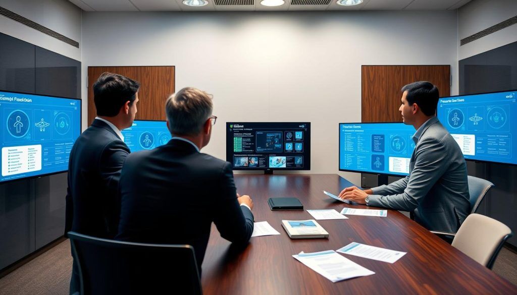 Team som evaluerer leverandører av administrert skysikkerhet med vurderingskriterier