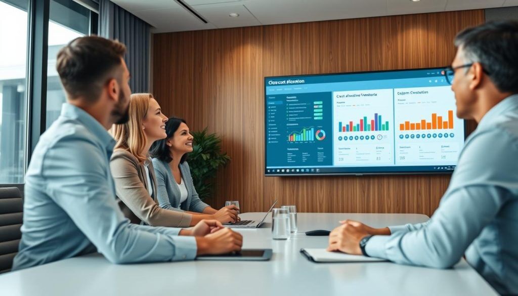 Finance and IT teams collaborating on cloud cost governance Finance and IT teams collaborating on cloud cost governance