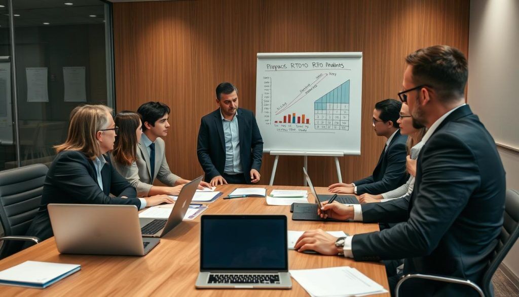 Business and IT teams collaborating on RTO and RPO calculations