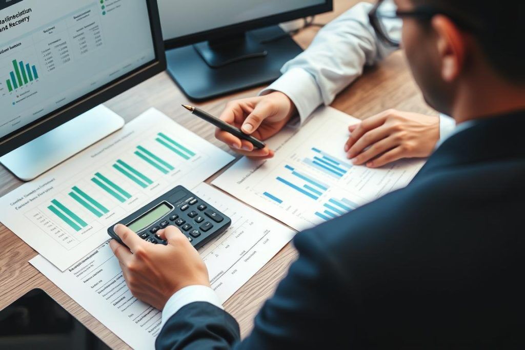 Financial analyst calculating RTO and RPO values