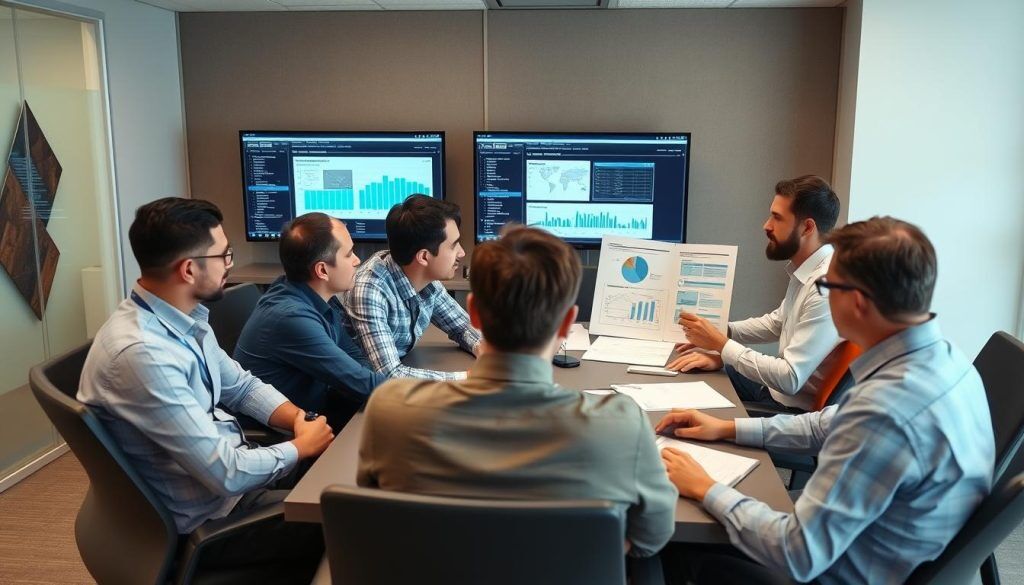 Team reviewing disaster recovery test results and metrics