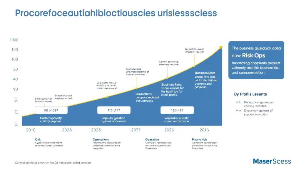 Graph showing increasing complexity of business risks over time with RiskOps solution