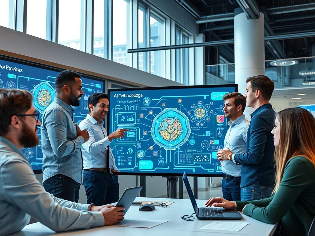 AI innovation workshop with technology experts collaborating