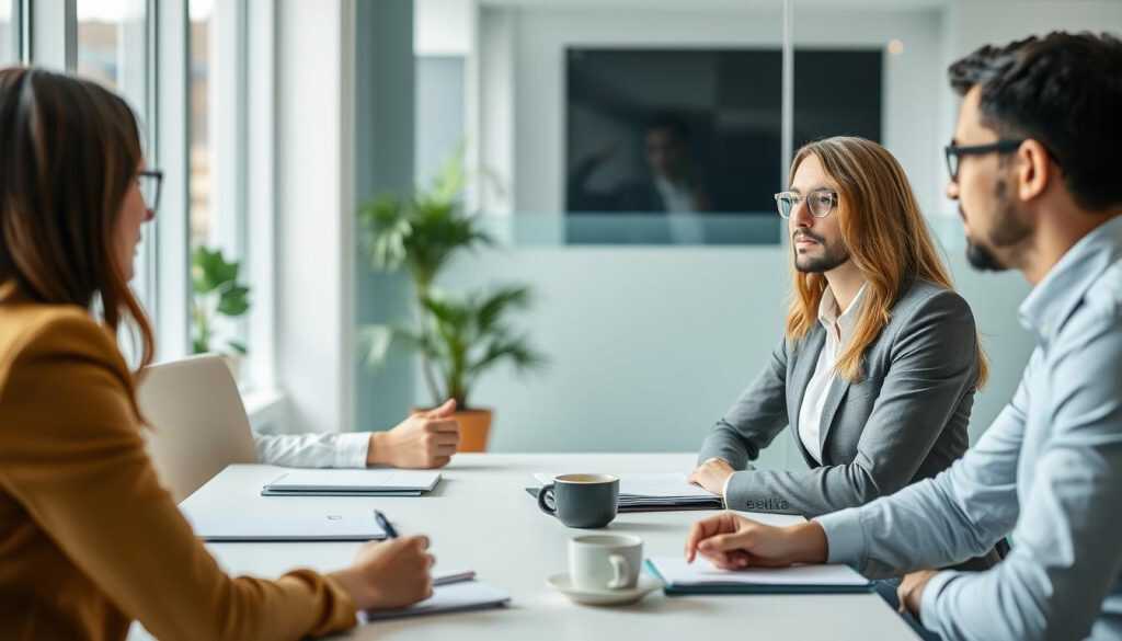 Affärsmöte om val av partner för applikationsdrift