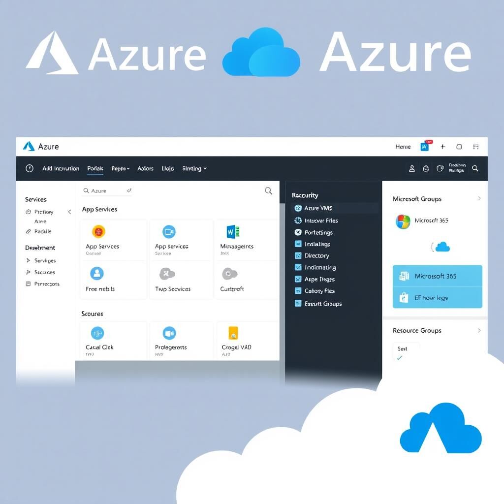 Azure logo and portal showing integrated Microsoft services
