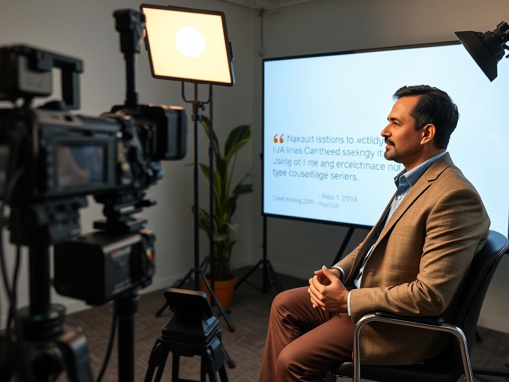 Client testimonial video session for AI consulting services