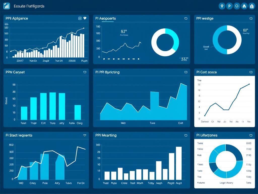 Data analytics dashboard showing business intelligence visualizations