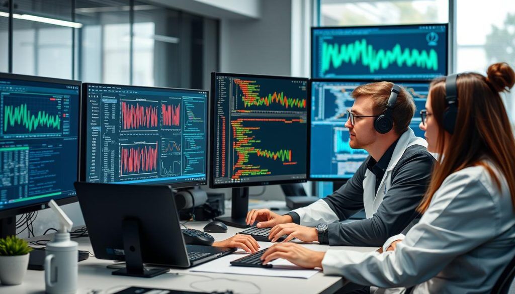 Data scientists working on machine learning model development Data scientists working on machine learning model development