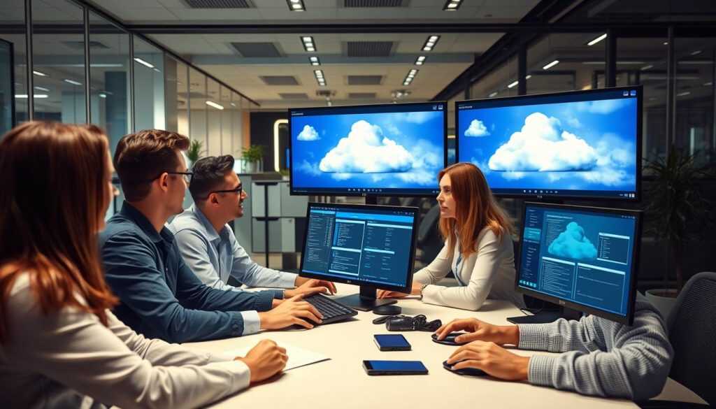 IT-experter från ett molndrift företag som arbetar med molninfrastruktur