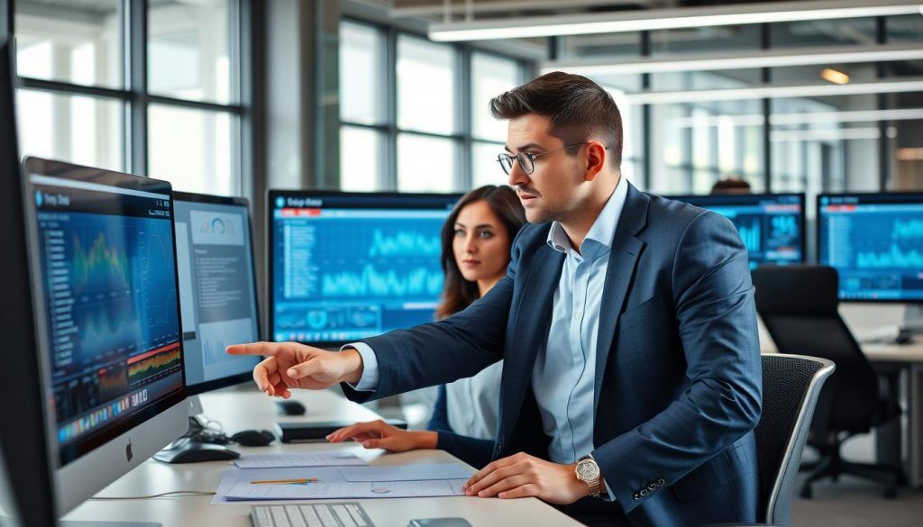 IT-team som analyserar applikationsövervakning på kontoret IT-team som analyserar applikationsövervakning på kontoret