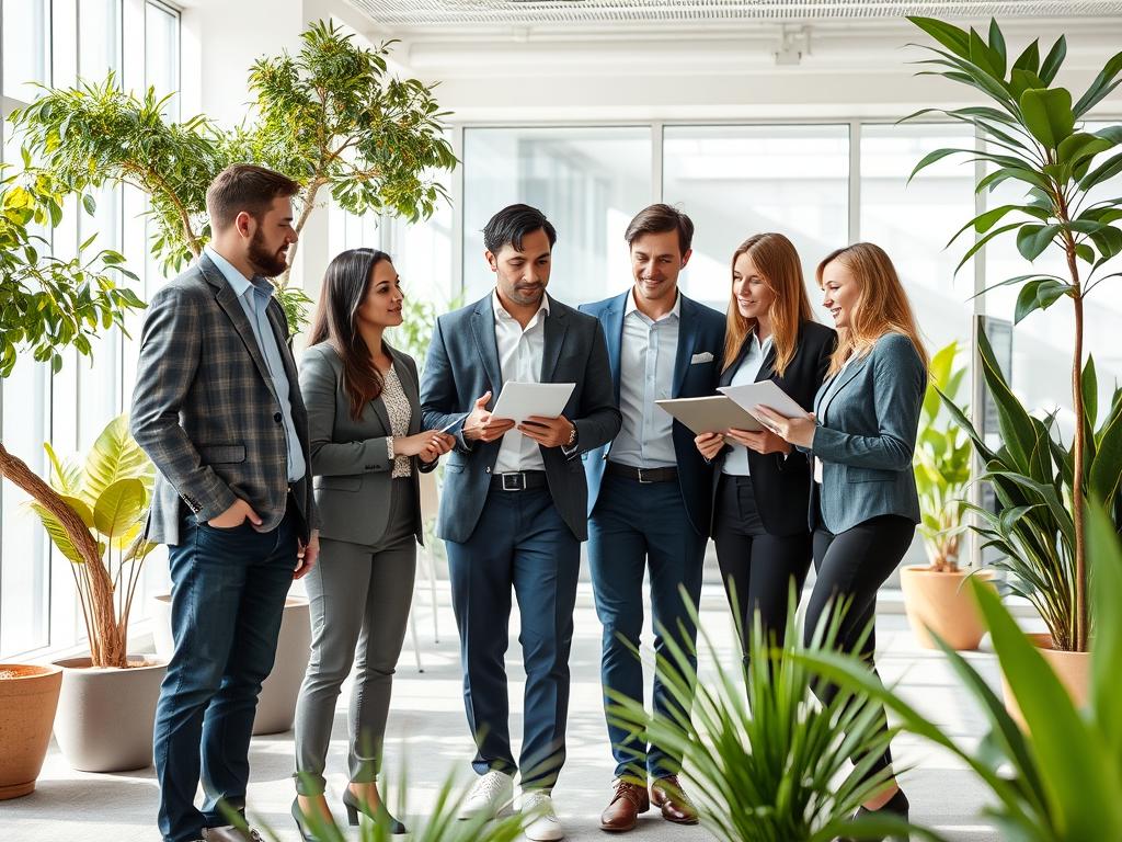 IT-team som arbetar med Kubernetes i ett modernt kontorslandskap