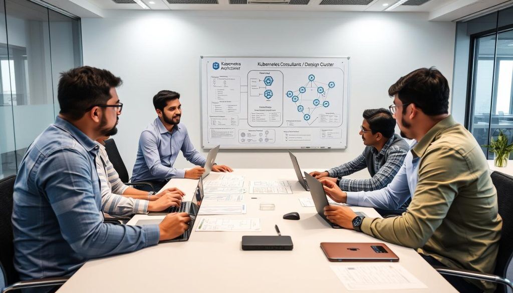 Kubernetes Consultant Bangalore team collaborating on cloud architecture design