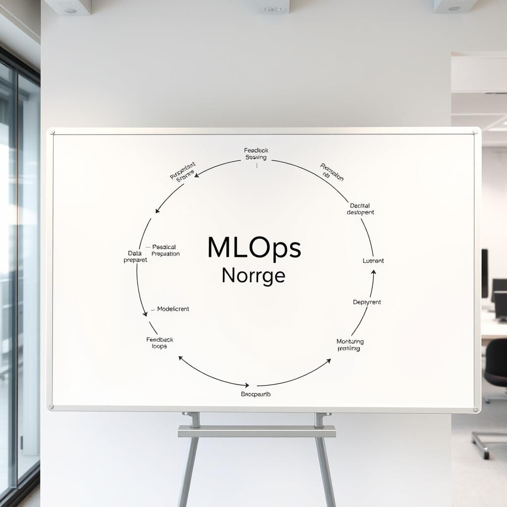 MLOps livssyklus diagram i et norsk kontormiljø
