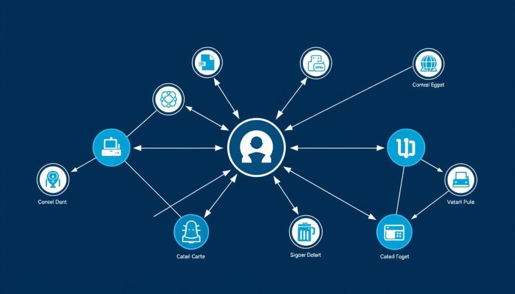 Multi-agent system showing multiple AI agents collaborating to solve a complex problem