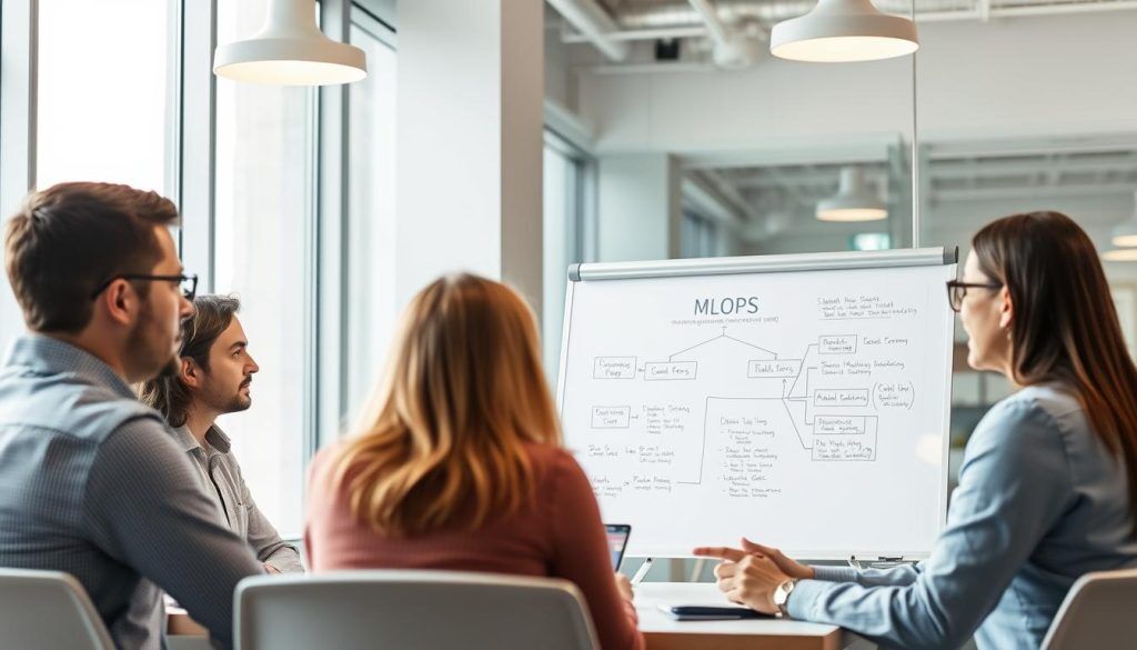 Opsio-team arbetar med MLOps-implementation