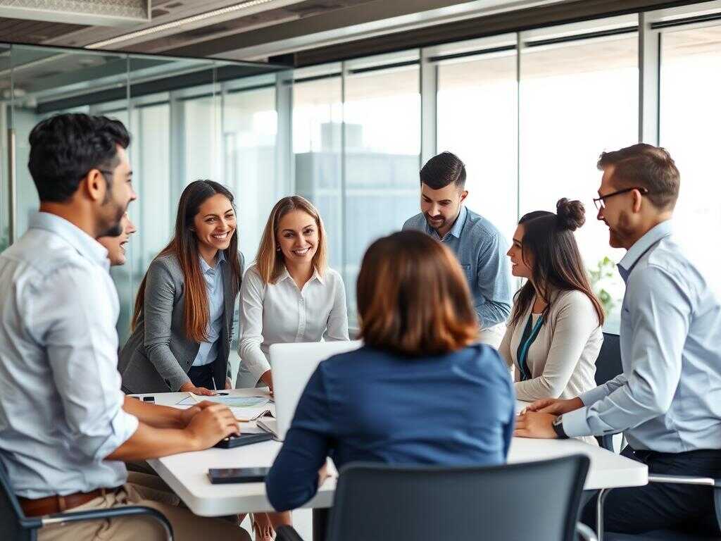 Professionellt team i kontorsmiljö diskuterar Kubernetes-implementation