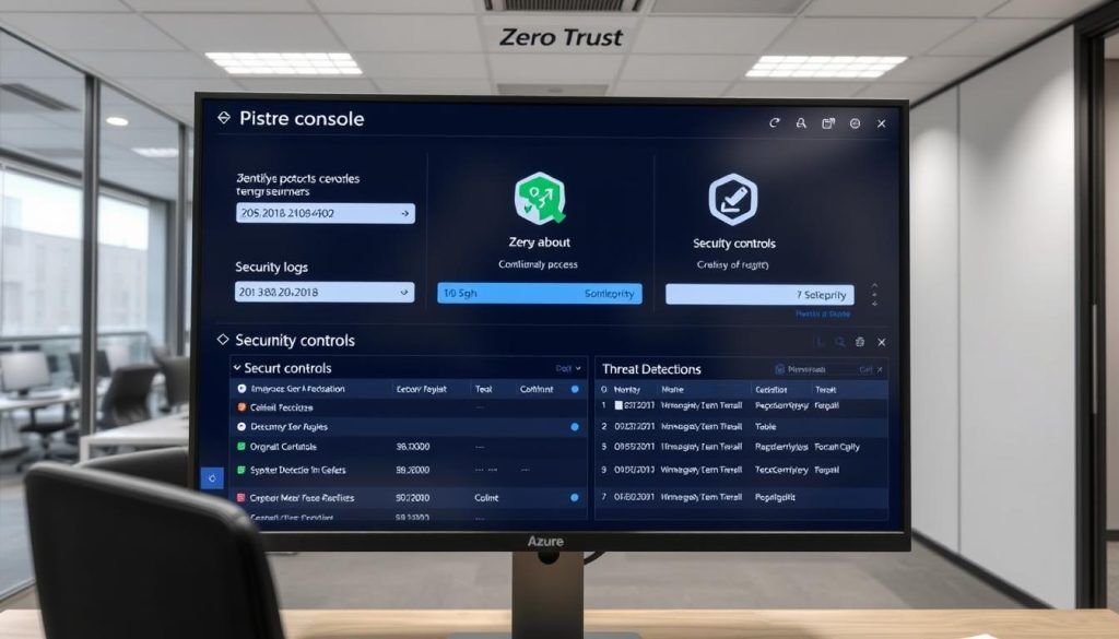 Sikkerhetskonsoll som viser implementering av Zero Trust i Azure-miljø