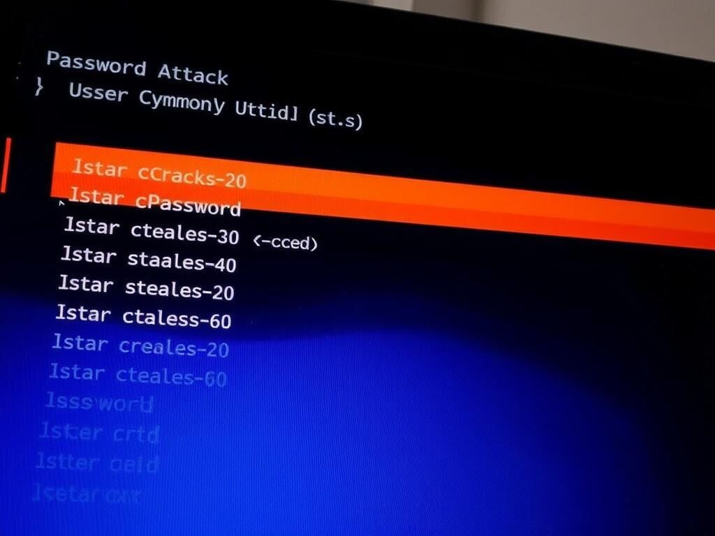 Skärm som visar lösenordsattack med vanliga sårbarheter pentest verktyg