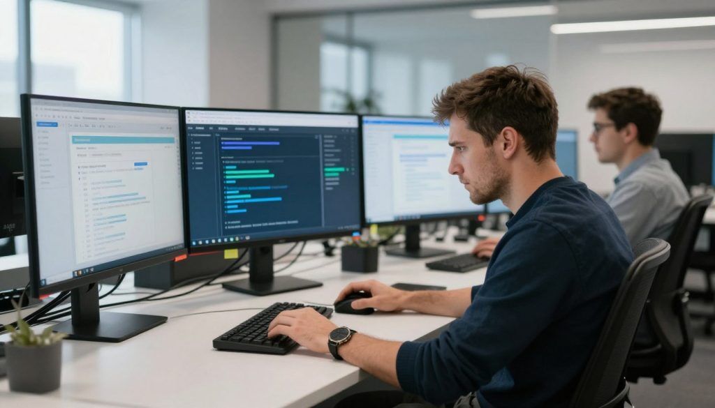 Stressad IT-personal försöker hantera flera AWS-relaterade problem samtidigt