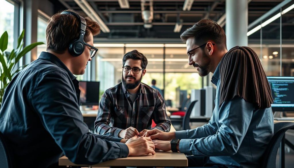 Utvecklare som får realtids-feedback från AI code reviewer