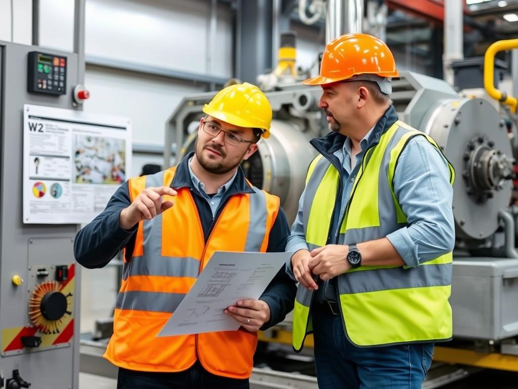 Visual inspection technician answering client questions about inspection findings Visual inspection technician answering client questions about inspection findings