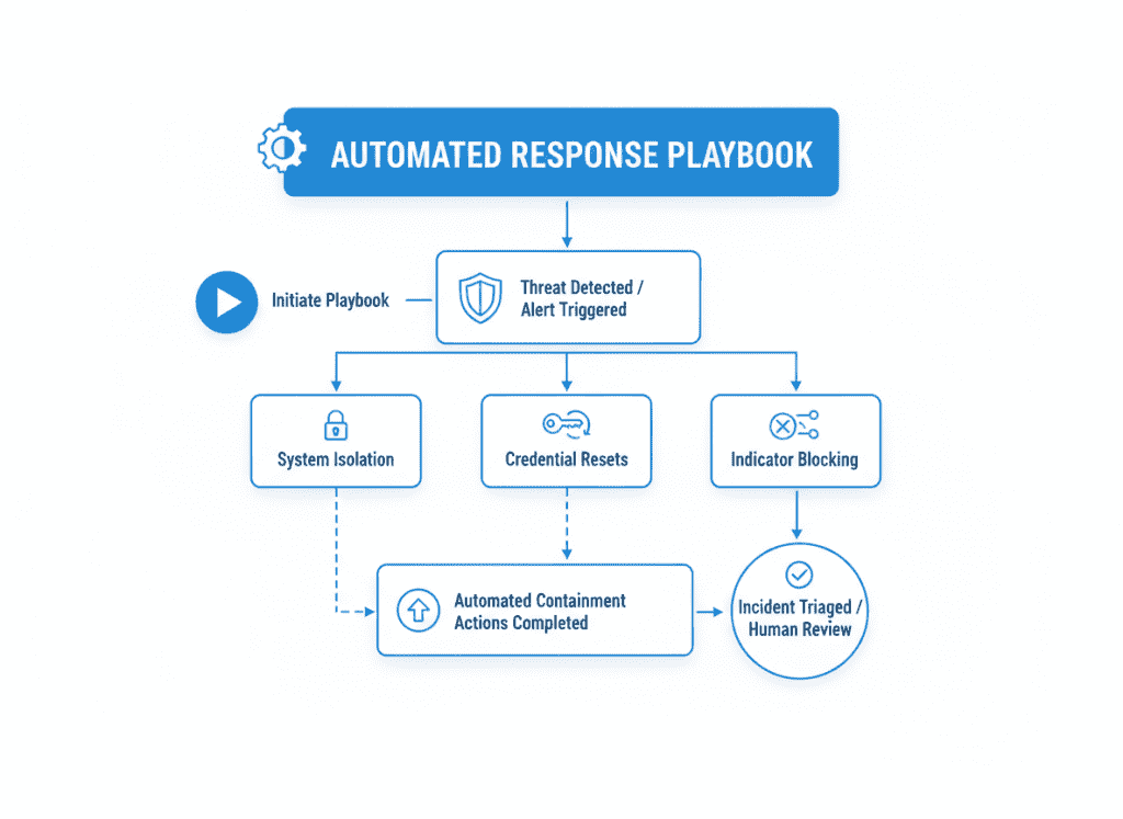 Automated response playbook showing containment actions