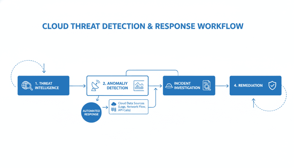 Cloud threat detection and response workflow diagram for cloud security provider selection