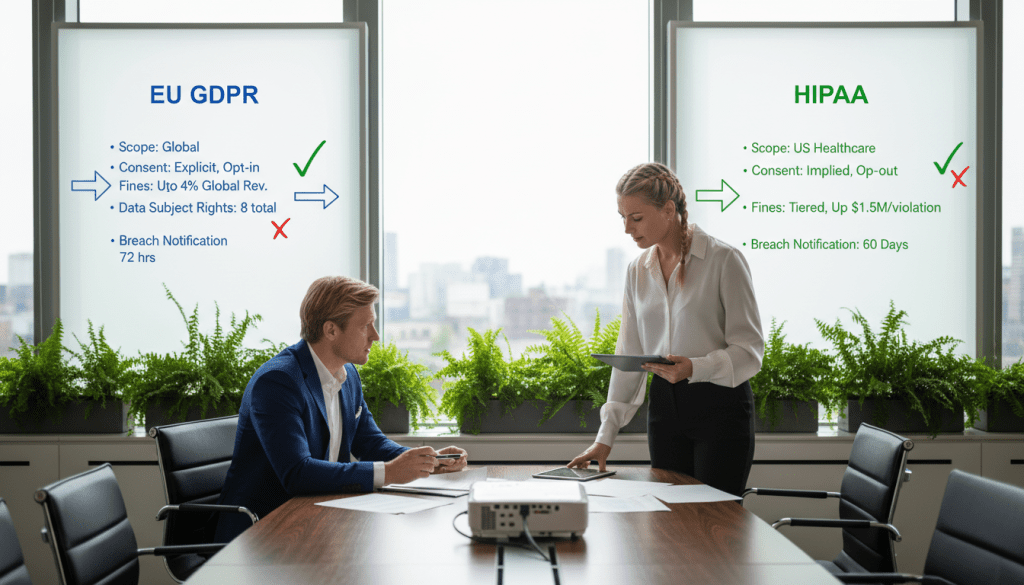 EU vs HIPAA dataskyddsregler jämförelse
