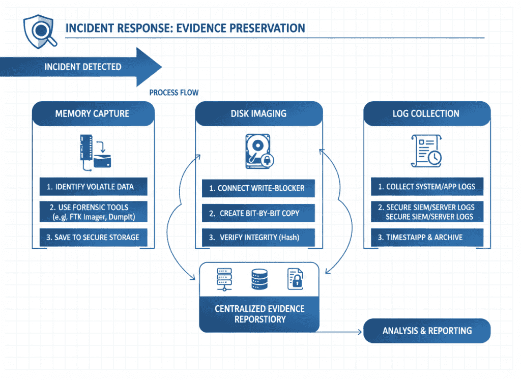 Evidence preservation process for incident response