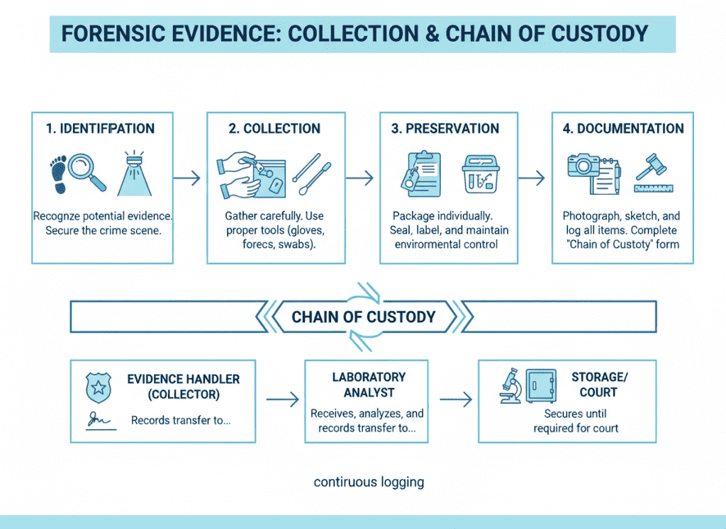 Forensic evidence collection and chain of custody process