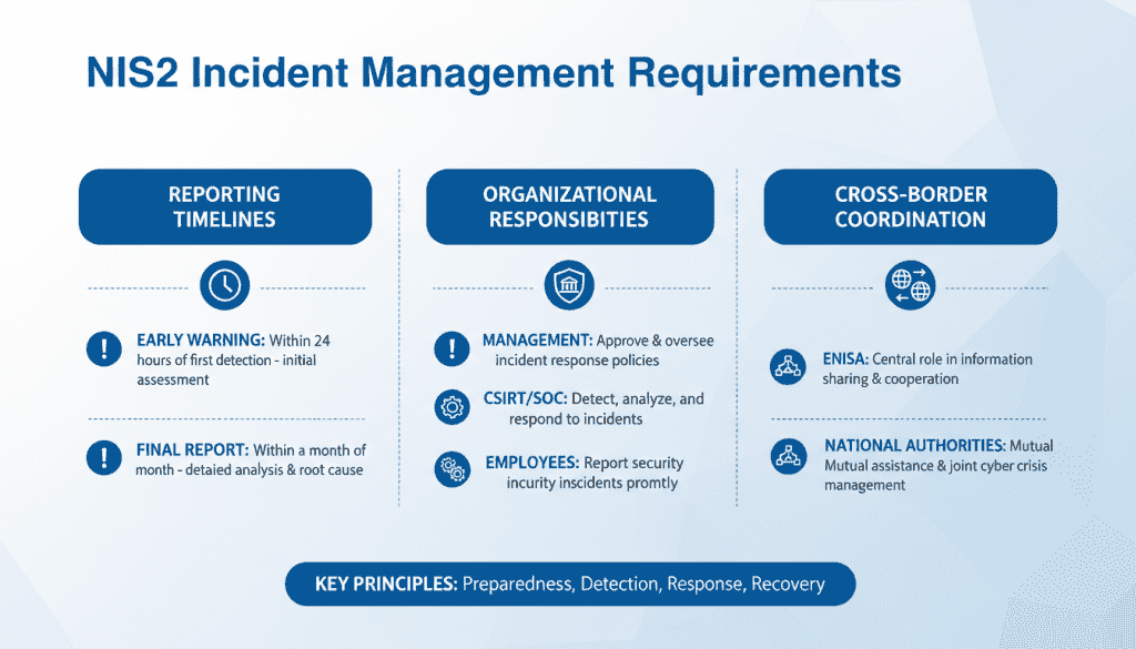 NIS2 Directive overview showing key components of incident management requirements
