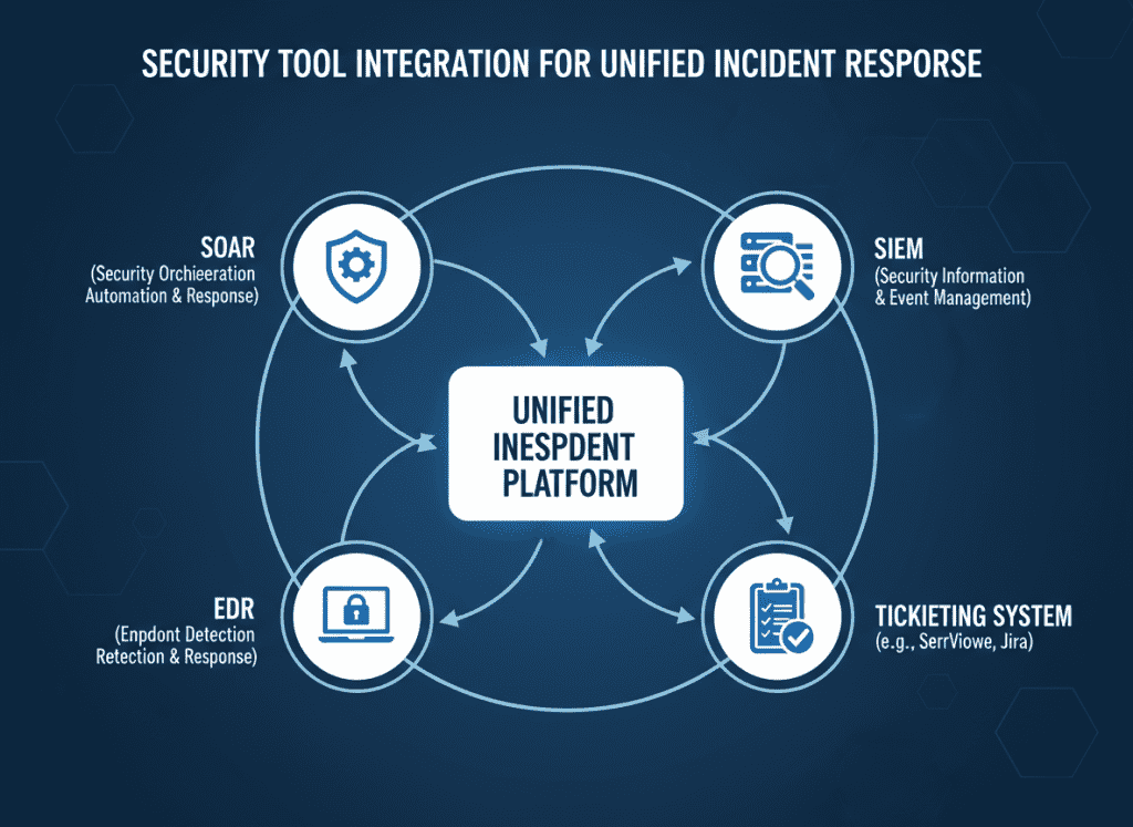 Security tool integration showing unified incident response platform