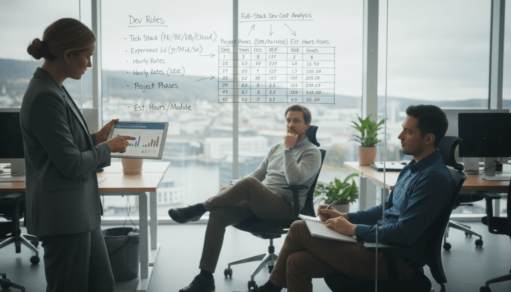 kostnadsestimering for fullstackutvikler i Norge